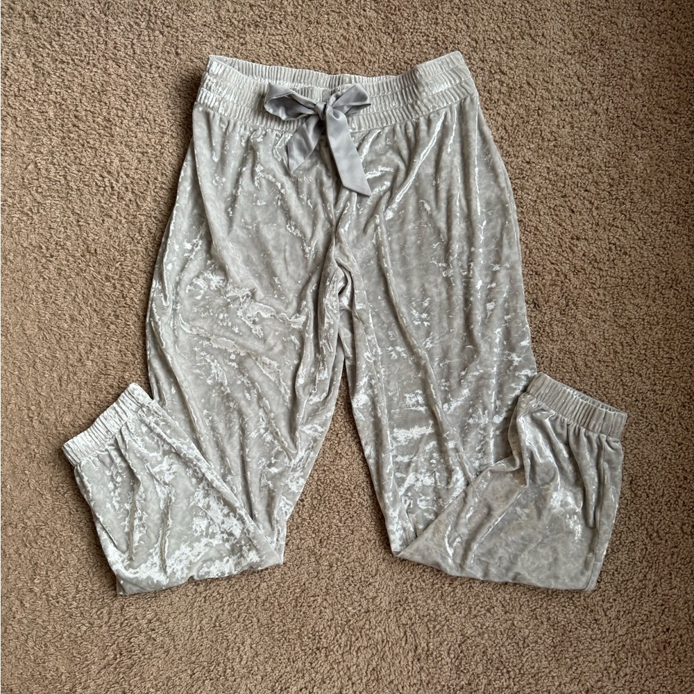VS Silver White Velour Jogger Pants